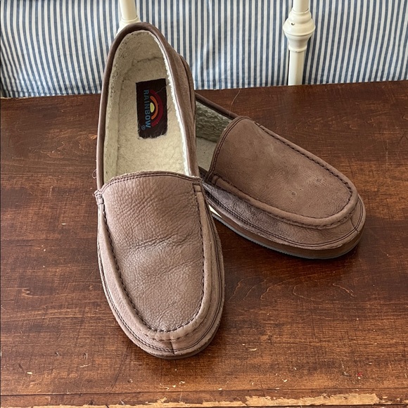 Rainbow Men's Tan Leather Slip-Ons - Picture 1 of 7